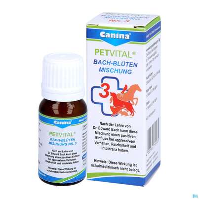 Sie sehen eine Packung Veterinaerprodukte Petvital Bachbluetenmischung Nr 3 Aggression 10g, Produktbild: 04 Veterinaerprodukte Petvital Bachbluetenmischung Nr 3 Aggression 10g, A-Nr.: 3202951 - 04