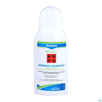 Sie sehen eine Packung Veterinaerprodukte Petvital Shampoo Verminex Hund/katze 250ml, Produktbild: 03 Veterinaerprodukte Petvital Shampoo Verminex Hund/katze 250ml, A-Nr.: 3239598 - 03
