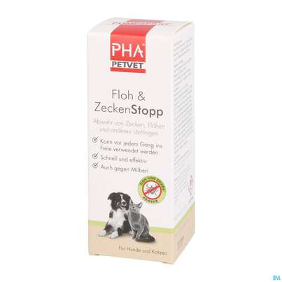 Sie sehen eine Packung Veterinaerprodukte Pha Floh +zecken Stop F Hunde +katzen Neu 100ml, Produktbild: 02 Veterinaerprodukte Pha Floh +zecken Stop F Hunde +katzen Neu 100ml, A-Nr.: 5199905 - 02