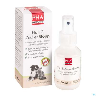 Sie sehen eine Packung Veterinaerprodukte Pha Floh +zecken Stop F Hunde +katzen Neu 100ml, Produktbild: 04 Veterinaerprodukte Pha Floh +zecken Stop F Hunde +katzen Neu 100ml, A-Nr.: 5199905 - 04