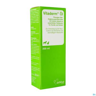 Sie sehen eine Packung Veterinaerprodukte Vitaderm F Hunde +katzen 200ml, Produktbild: 02 Veterinaerprodukte Vitaderm F Hunde +katzen 200ml, A-Nr.: 2377513 - 02