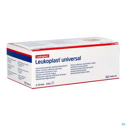 Sie sehen eine Packung Wundpflaster Leukoplast/universal 22mm Rund 7929905 250st, Produktbild: 02 Wundpflaster Leukoplast/universal 22mm Rund 7929905 250st, A-Nr.: 4803902 - 02