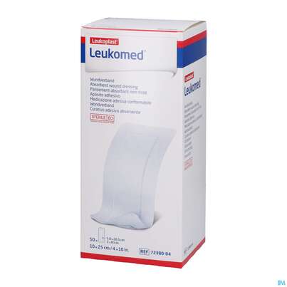 Sie sehen eine Packung Wundverband Leukomed/steril Verklebungsschutz 10x25cm 50st, Produktbild: 02 Wundverband Leukomed/steril Verklebungsschutz 10x25cm 50st, A-Nr.: 3072939 - 02