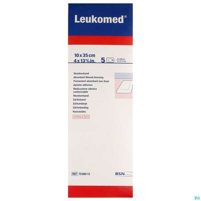 Sie sehen eine Packung Wundverband Leukomed/steril Verklebungsschutz 10x35cm 5st, Produktbild: 01 Wundverband Leukomed/steril Verklebungsschutz 10x35cm 5st, A-Nr.: 3896913 - 01