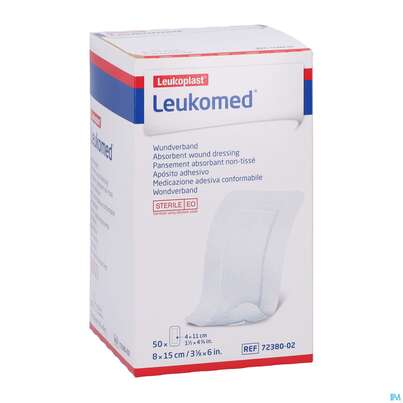 Sie sehen eine Packung Wundverband Leukomed/steril Verklebungsschutz 8x15cm 50st, Produktbild: 02 Wundverband Leukomed/steril Verklebungsschutz 8x15cm 50st, A-Nr.: 3072916 - 02