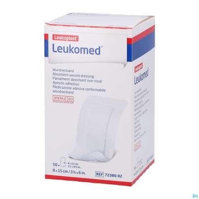 Sie sehen eine Packung Wundverband Leukomed/steril Verklebungsschutz 8x15cm 50st, Produktbild: 03 Wundverband Leukomed/steril Verklebungsschutz 8x15cm 50st, A-Nr.: 3072916 - 03