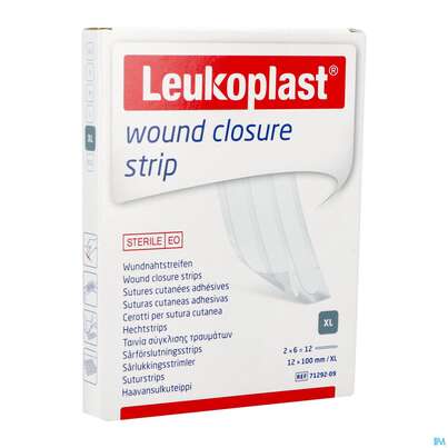 Sie sehen eine Packung Wundverband Wundnahtstreifen/steril Leukoplast/weiss Closure Strip 12x100mm 12st, Produktbild: 02 Wundverband Wundnahtstreifen/steril Leukoplast/weiss Closure Strip 12x100mm 12st, A-Nr.: 3478972 - 02