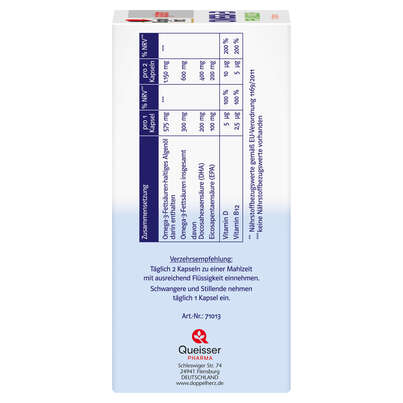 Sie sehen eine Packung Doppelherz system OMEGA-3 PFLANZLICH Herzfunktion + Immunsystem, Produktbild: 03 Doppelherz system OMEGA-3 PFLANZLICH Herzfunktion + Immunsystem, A-Nr.: 5677061 - 03