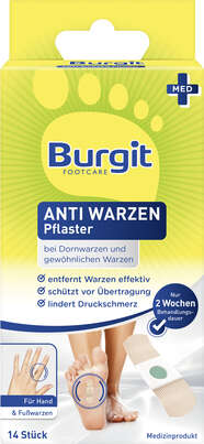 Sie sehen eine Packung Burgit Anti Warzen Pflaster, Produktbild: 01 Burgit Anti Warzen Pflaster, A-Nr.: 5431868 - 01
