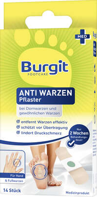 Sie sehen eine Packung Burgit Anti Warzen Pflaster, Produktbild: 02 Burgit Anti Warzen Pflaster, A-Nr.: 5431868 - 02