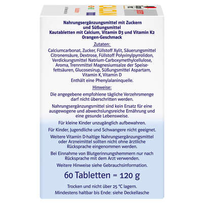 Doppelherz system CALCIUM 1000 + D3 + K2 KAUTABLETTEN, A-Nr.: 5677954 - 03