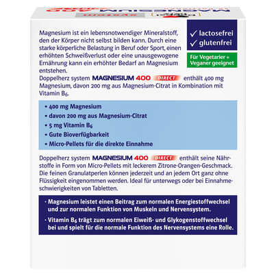 Sie sehen eine Packung Doppelherz system MAGNESIUM 400 DIRECT Micro-Pellets, Produktbild: 04 Doppelherz system MAGNESIUM 400 DIRECT Micro-Pellets, A-Nr.: 4842351 - 04