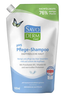 Savoderm med EMPFINDLICHE HAUT pH5 Shampoo Nachfüllbeutel 500ml, A-Nr.: 5876777 - 01