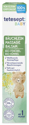 Sie sehen eine Packung TETESEPT BABY Bäuchlein Balsam, Produktbild: 01 TETESEPT BABY Bäuchlein Balsam, A-Nr.: 5930063 - 01