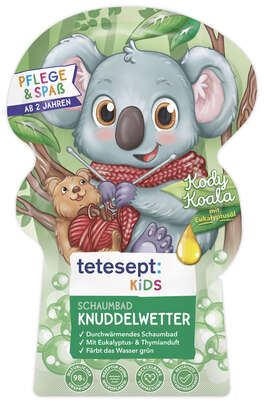 Sie sehen eine Packung TETESEPT KIDS Badespaß Knuddelwetter Koady Koala, Produktbild: 01 TETESEPT KIDS Badespaß Knuddelwetter Koady Koala, A-Nr.: 5709306 - 01