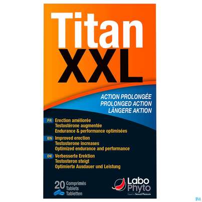 Sie sehen eine Packung Titan Xxl Tabl Verzoegerte Freisetz. Z Erhoehung Testosteron Verbesserung Erektion 20st, Produktbild: 01 Titan Xxl Tabl Verzoegerte Freisetz. Z Erhoehung Testosteron Verbesserung Erektion 20st, A-Nr.: 5848048 - 01