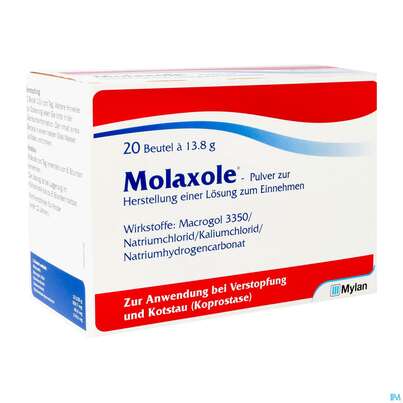 Sie sehen eine Packung Molaxole Pulver lösung.z.einnehmen Beutel 20st, Produktbild: 02 Molaxole Pulver lösung.z.einnehmen Beutel 20st, A-Nr.: 3761113 - 02