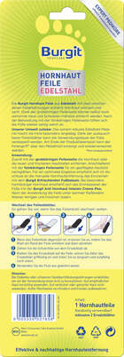 Sie sehen eine Packung Burgit Hornhaut Feile Edelstahl, Produktbild: 02 Burgit Hornhaut Feile Edelstahl, A-Nr.: 5599131 - 02