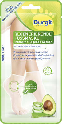 Sie sehen eine Packung Burgit Regenerierende Fußmaskensocken 1Paar, Produktbild: 01 Burgit Regenerierende Fußmaskensocken 1Paar, A-Nr.: 5876748 - 01