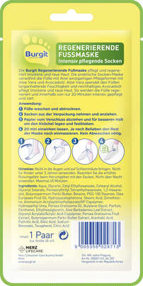 Sie sehen eine Packung Burgit Regenerierende Fußmaskensocken 1Paar, Produktbild: 02 Burgit Regenerierende Fußmaskensocken 1Paar, A-Nr.: 5876748 - 02