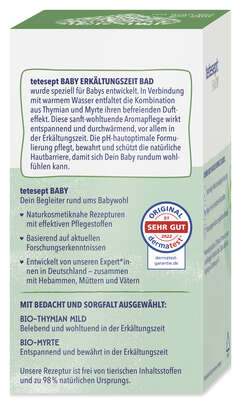 Sie sehen eine Packung Tetesept Baby Erkältungszeit Bad, Produktbild: 03 Tetesept Baby Erkältungszeit Bad, A-Nr.: 5821747 - 03