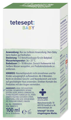Sie sehen eine Packung Tetesept Baby Erkältungszeit Bad, Produktbild: 04 Tetesept Baby Erkältungszeit Bad, A-Nr.: 5821747 - 04