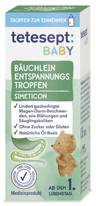 Sie sehen eine Packung Tetesept Baby Bäuchlein Entspannungstropfen 20ml, Produktbild: 02 Tetesept Baby Bäuchlein Entspannungstropfen 20ml, A-Nr.: 5876702 - 02