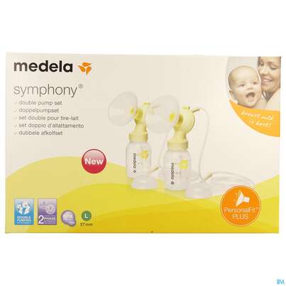 Sie sehen eine Packung Medela Symphony/doppelpumpset Personalfit+ Gr.l 27mm 1st, Produktbild: 01 Medela Symphony/doppelpumpset Personalfit+ Gr.l 27mm 1st, A-Nr.: 5409515 - 01