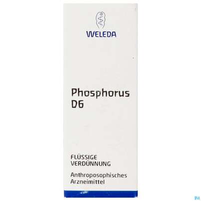 Sie sehen eine Packung Phosphorus -weleda Dilution D 6 20ml, Produktbild: 01 Phosphorus -weleda Dilution D 6 20ml, A-Nr.: 0710888 - 01