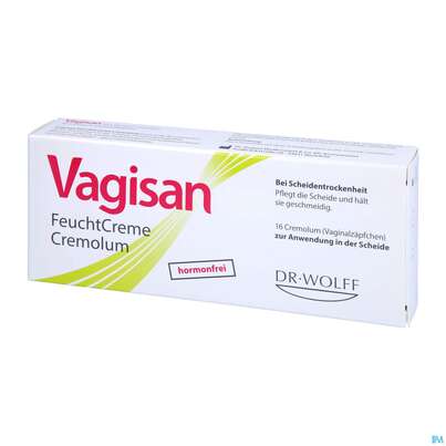 Sie sehen eine Packung Vagisan Feuchtcreme Cremolum Zaepfchen 16st, Produktbild: 02 Vagisan Feuchtcreme Cremolum Zaepfchen 16st, A-Nr.: 5814842 - 02