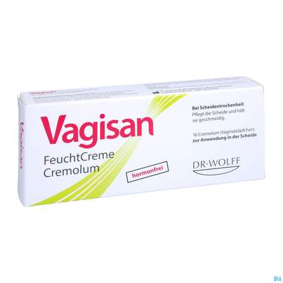 Sie sehen eine Packung Vagisan Feuchtcreme Cremolum Zaepfchen 16st, Produktbild: 03 Vagisan Feuchtcreme Cremolum Zaepfchen 16st, A-Nr.: 5814842 - 03
