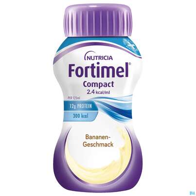 Sie sehen eine Packung Fortimel/compact/2.4 125ml Vitalflasche Banane 24st, Produktbild: 02 Fortimel/compact/2.4 125ml Vitalflasche Banane 24st, A-Nr.: 4293950 - 02