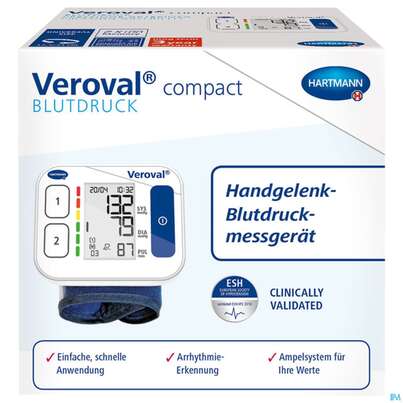 Sie sehen eine Packung Blutdruckmesser Veroval/compact Plus Handgelenk 1st, Produktbild: 02 Blutdruckmesser Veroval/compact Plus Handgelenk 1st, A-Nr.: 5759540 - 02