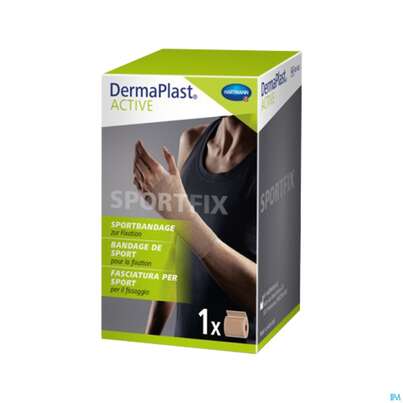 Sie sehen eine Packung Dermaplast Active Sportfix Kurzugbinde Koehaesiv 8cmx 5m Hautfarbe 1st, Produktbild: 01 Dermaplast Active Sportfix Kurzugbinde Koehaesiv 8cmx 5m Hautfarbe 1st, A-Nr.: 4758283 - 01