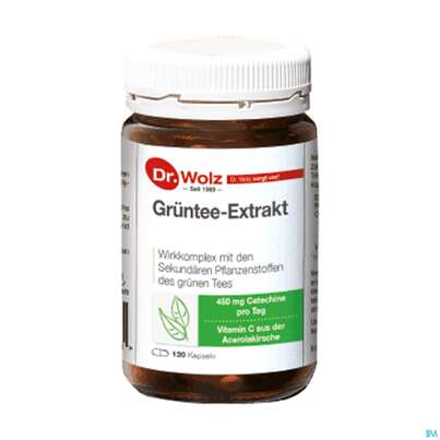 Sie sehen eine Packung Gruentee Extrakt Kapseln Dr.wolz Nr 60550 120st, Produktbild: 01 Gruentee Extrakt Kapseln Dr.wolz Nr 60550 120st, A-Nr.: 4296977 - 01
