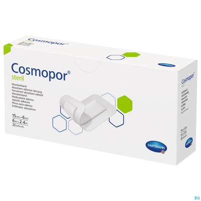 Sie sehen eine Packung Wundverband Cosmopor Steril Selbstklebend 6x 15cm 1st, Produktbild: 02 Wundverband Cosmopor Steril Selbstklebend 6x 15cm 1st, A-Nr.: 3012825 - 02