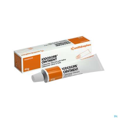 Sie sehen eine Packung Wundverband Iodosorb Salbe Antiseptisch +cadexomer 40g 1st, Produktbild: 01 Wundverband Iodosorb Salbe Antiseptisch +cadexomer 40g 1st, A-Nr.: 5670840 - 01