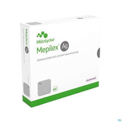 Sie sehen eine Packung Wundverband Mepilex Silikon Ag 15x 15cm 5st, Produktbild: 01 Wundverband Mepilex Silikon Ag 15x 15cm 5st, A-Nr.: 3627277 - 01