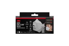 3M™ Aura™ Comfort Cool Flow™ Partikelmaske 9332+, FFP3, mit Ventil, 5er-Packung, A-Nr.: 5920188 - 01