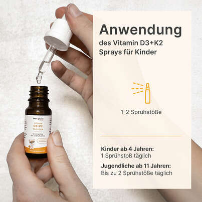 Sie sehen eine Packung Vitamin D3+K2 Tropfen für Kinder, Produktbild: 04 Vitamin D3+K2 Tropfen für Kinder, A-Nr.: 5940050 - 04