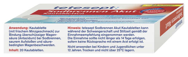 tetesept Sodbrennen Akut Kautabletten 20 St, A-Nr.: 4358129 - 03