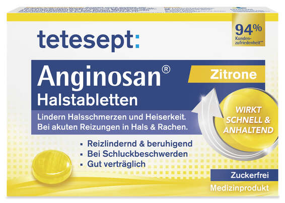 tetesept Anginosan Zitrone Lutschabletten zuckerfrei 20 Stk., A-Nr.: 5388664 - 01