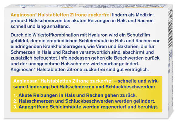 tetesept Anginosan Zitrone Lutschabletten zuckerfrei 20 Stk., A-Nr.: 5388664 - 03