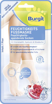 Sie sehen eine Packung Burgit Feuchtigkeits Fußmaskensocken 1Paar, Produktbild: 01 Burgit Feuchtigkeits Fußmaskensocken 1Paar, A-Nr.: 5759362 - 01