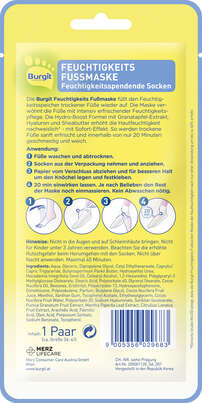 Sie sehen eine Packung Burgit Feuchtigkeits Fußmaskensocken 1Paar, Produktbild: 02 Burgit Feuchtigkeits Fußmaskensocken 1Paar, A-Nr.: 5759362 - 02