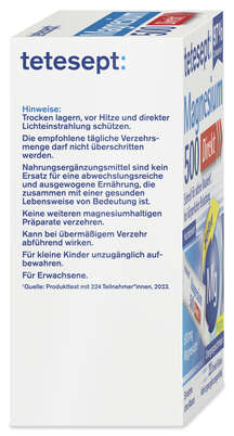 Sie sehen eine Packung tetesept Magnesium 500 direkt Stick 20 Stk., Produktbild: 02 tetesept Magnesium 500 direkt Stick 20 Stk., A-Nr.: 5664868 - 02