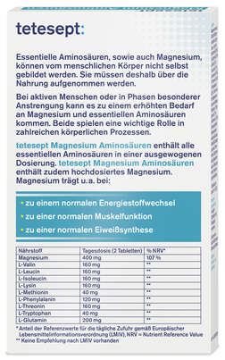 Sie sehen eine Packung tetesept Magnesium Aminosäuren 30 St, Produktbild: 02 tetesept Magnesium Aminosäuren 30 St, A-Nr.: 4449317 - 02