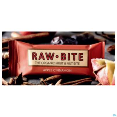 Sie sehen eine Packung Raw Bite Bio Riegel Apple Cinnamon 50g, Produktbild: 01 Raw Bite Bio Riegel Apple Cinnamon 50g, A-Nr.: 4252655 - 01