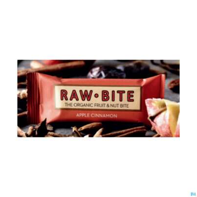 Sie sehen eine Packung Raw Bite Bio Riegel Apple Cinnamon 50g, Produktbild: 02 Raw Bite Bio Riegel Apple Cinnamon 50g, A-Nr.: 4252655 - 02