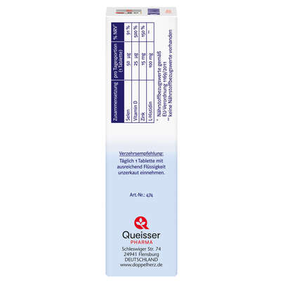 Sie sehen eine Packung Doppelherz system ZINK IMMUN DEPOT + Histidin + D + Selen, Produktbild: 02 Doppelherz system ZINK IMMUN DEPOT + Histidin + D + Selen, A-Nr.: 5677919 - 02